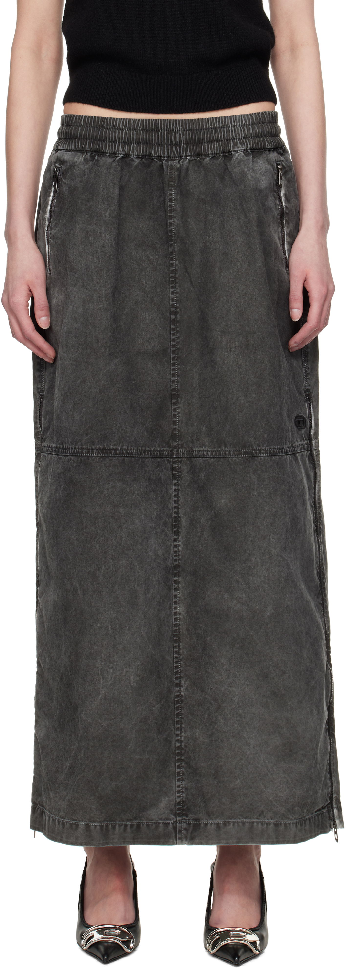 Sukňa Diesel Diesel O-HAZEL-Q2 Maxi Denim Skirt Šedá | A17384 0NJBP, 0