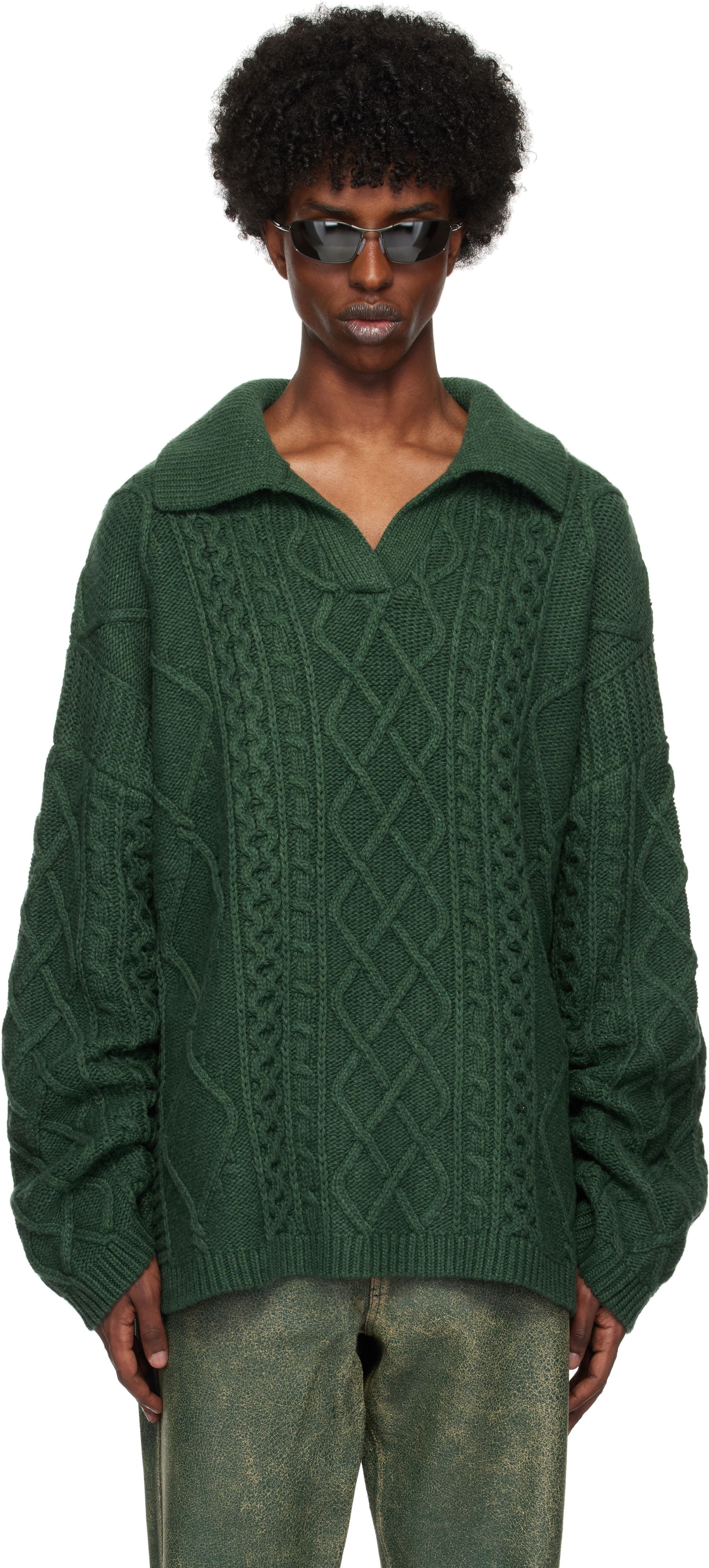 Sveter GUESS Cable Sweater Zelené | M4BR00Z3GO0F8KF, 0