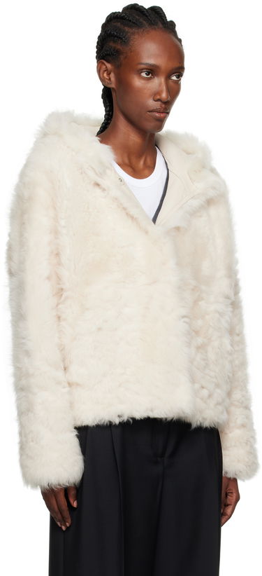 Bunda Yves Salomon Yves Salomon Short Hooded Shearling Jacket Biela | 26W25WYV62461TOSX, 1