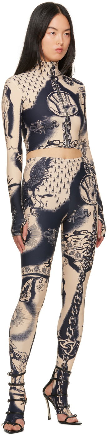 Súprava Jean Paul Gaultier Jean Paul Gaultier Graphic Print Mock Neck Long Sleeve Top Béžová | 23/15-F-TO123-J526-6359, 3