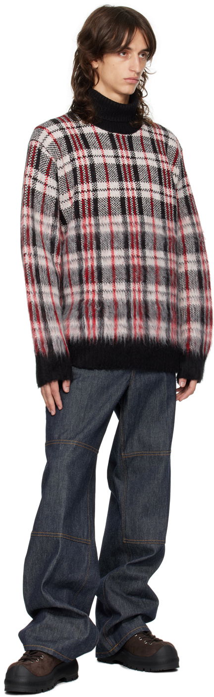 Helmut Lang Brushed Plaid Turtleneck Sweater