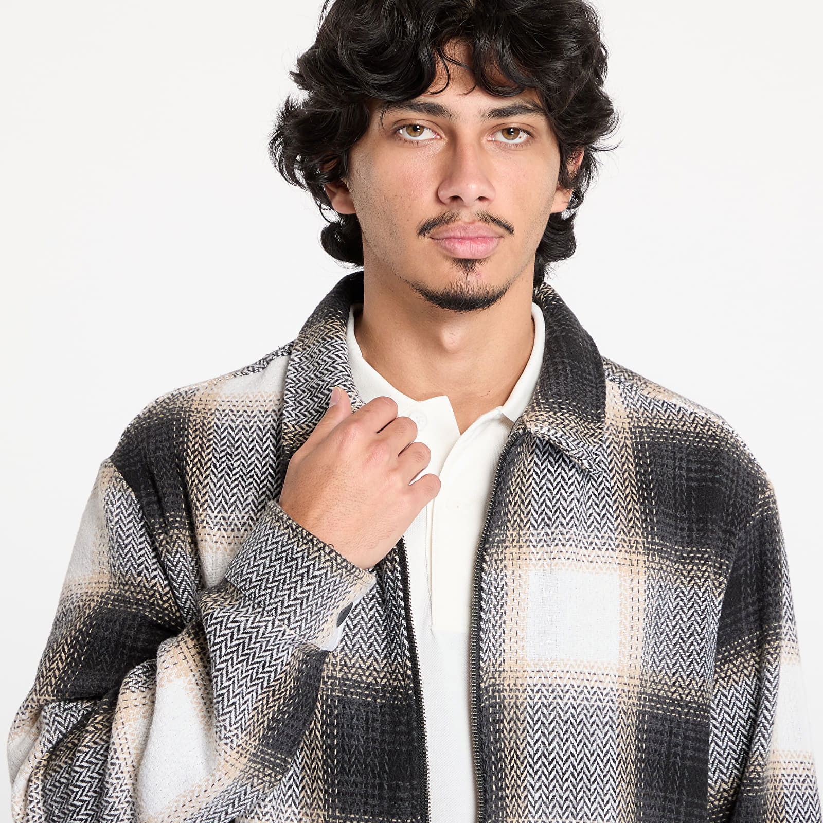 Urban Classics Plaid Zip-Up Shirt Jacket