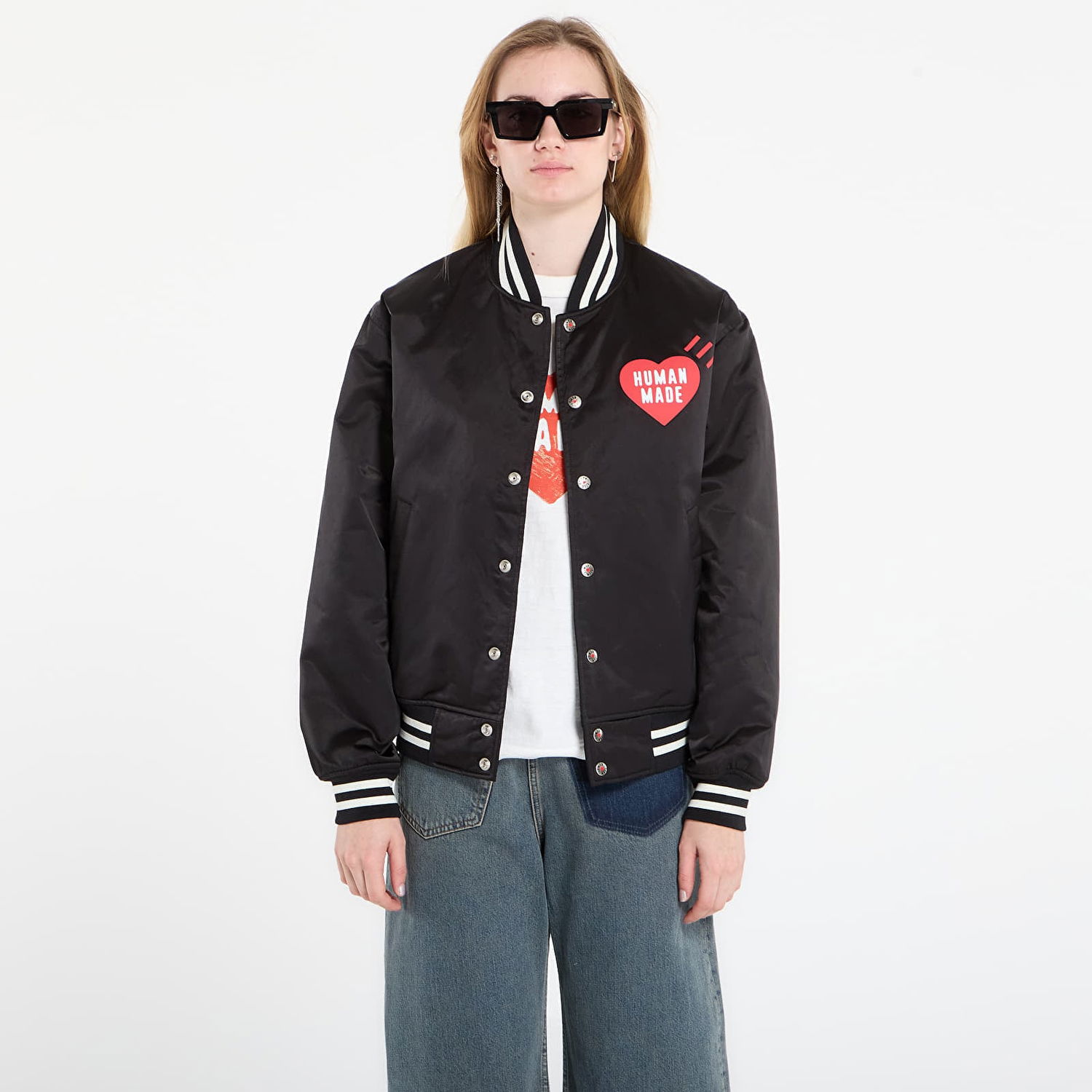 Bomber bunda Human Made HUMAN MADE Nylon Stadium Jacket Čierna | HM30JK038BK, 1