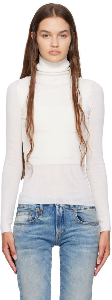 Sveter R13 R13 Layered Turtleneck Top Biela | R13WY163-Y032A, 0