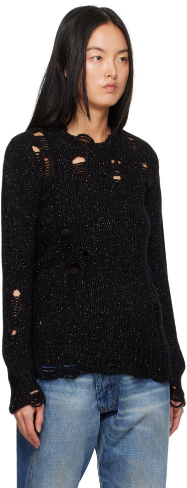 Sveter R13 R13 Distressed Knit Sweater Čierna | R13WY184-Y103B, 4