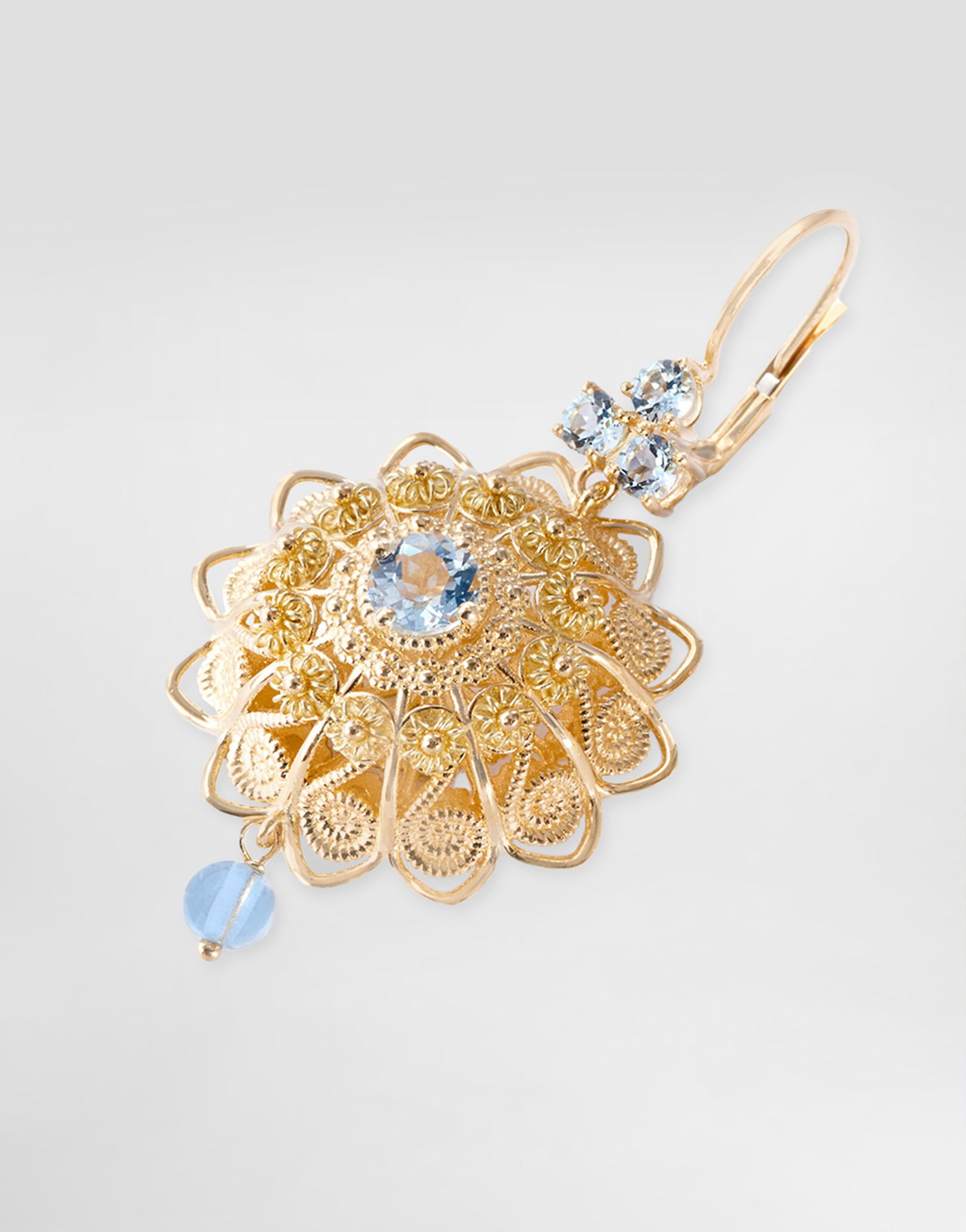 Náušnice Dolce & Gabbana Dolce & Gabbana Filigree Yellow Gold & Aquamarine Drop Earrings Žltá | WEJP1GWAQ01ZOO00, 1