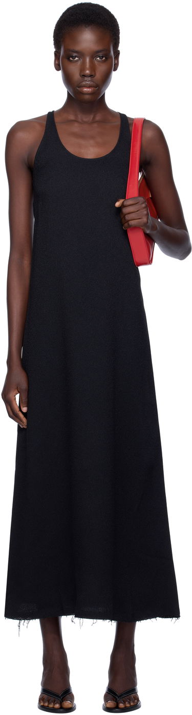 Šaty TOTEME TOTEME Scoop-Neck Sablé Midi Dress Čierna | 243-WRD4142-FB0240, 0