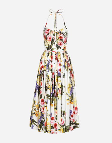 Šaty Dolce & Gabbana Dolce & Gabbana Garden Print Cotton Midi Dress Biela | F6HABTHS5Q1HA4YB, 0