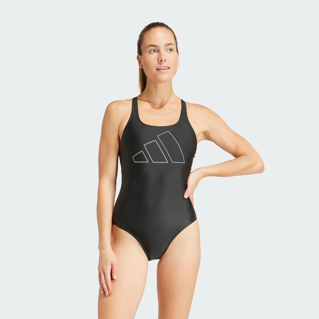 Plavky adidas Performance Big Bars Swimsuit Čierna | IQ3982, 0