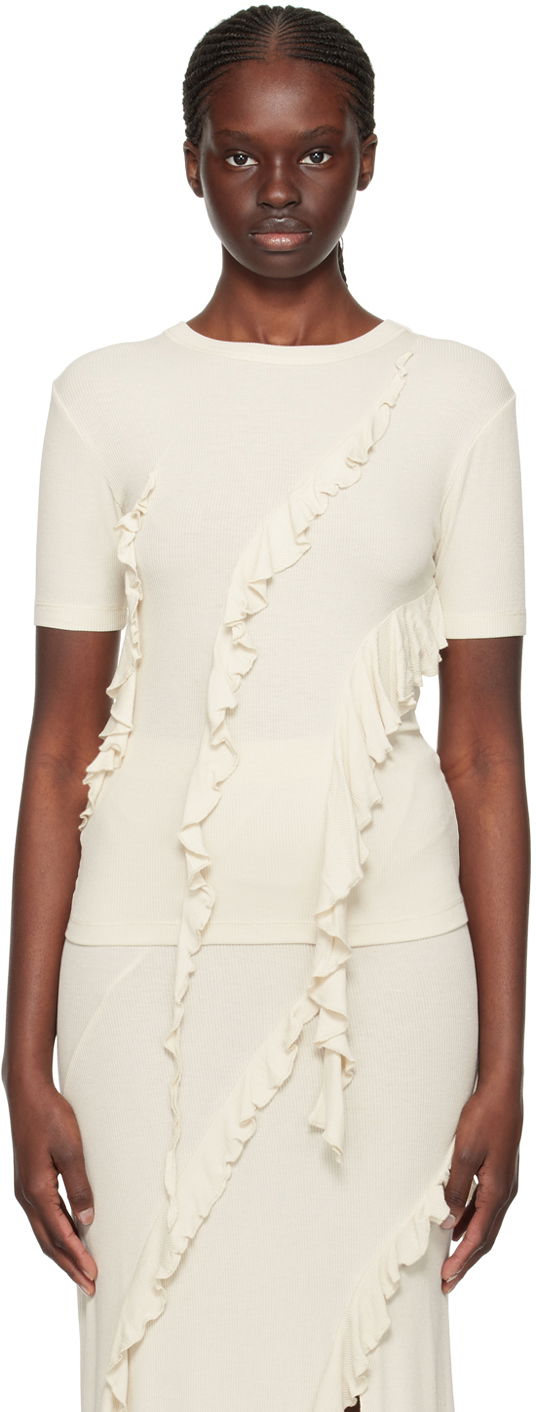 Tričko Acne Studios Ruffle T-Shirt Béžová | AL0400-, 0