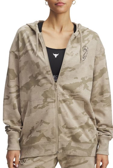Mikina Under Armour Project Rock Heavyweight Full Zip Hoodie Béžová | 1389708-299, 0