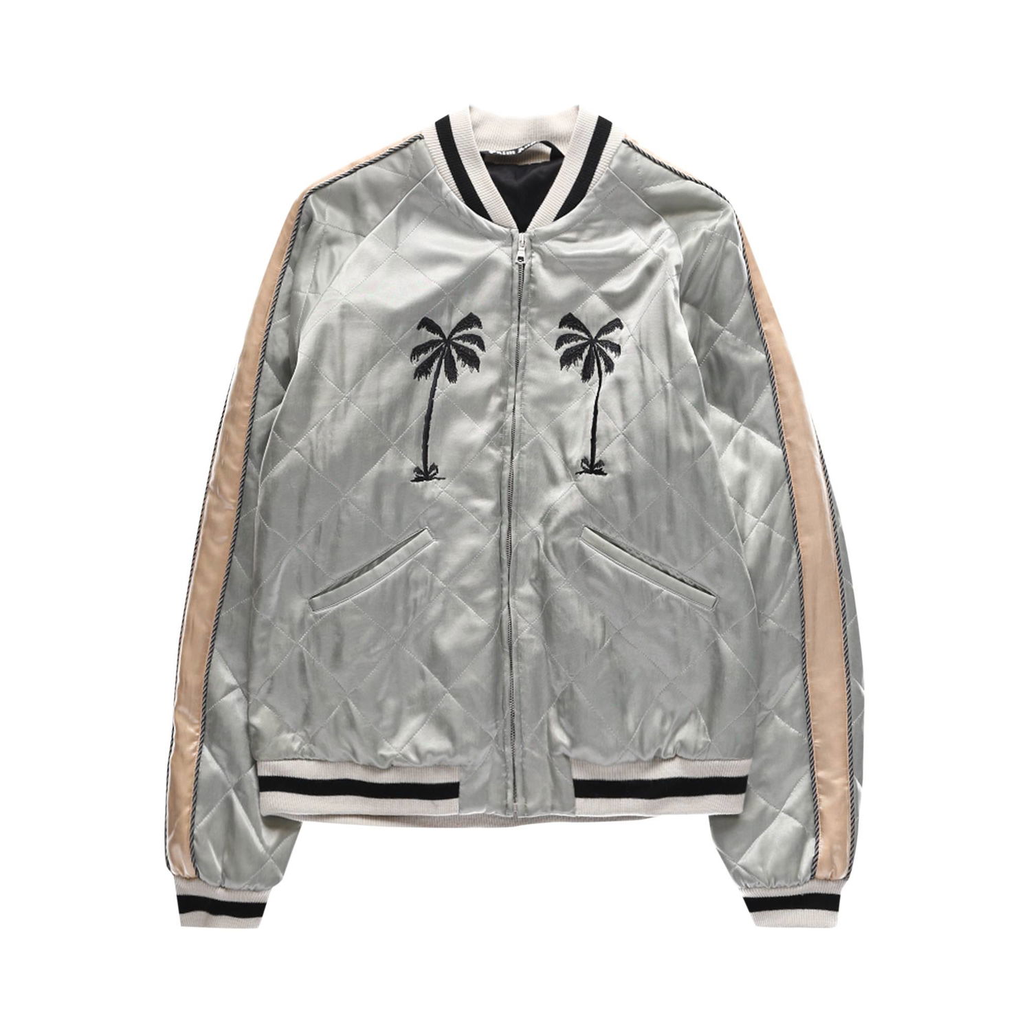 Bomber bunda Palm Angels Life Is Palm Souvenir Jacket Šedá | PMEA110F22FAB0020910, 1