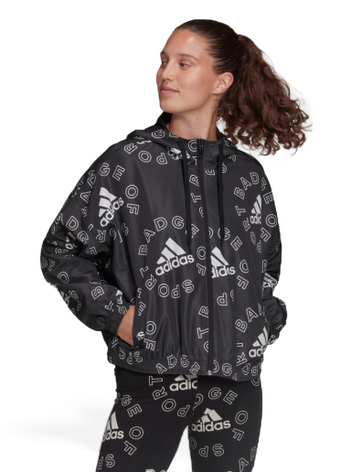 Vetrovka adidas Originals Essentials Logo Allover Print Windbreaker Čierna | HC9177