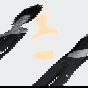 Crop Top adidas Performance ESSENTIALS Rib Off Shoulder Long Sleeve Crop Top Čierna | KE3150, 0