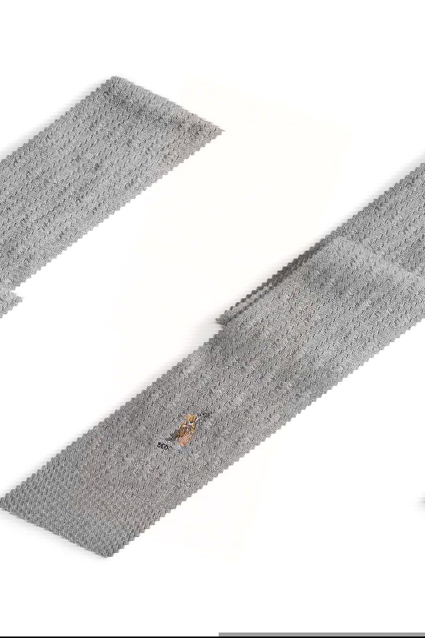 Šál Polo by Ralph Lauren Cable-Knit Wool Scarf with Polo Bear Appliqué Šedá | 449P08823, 0