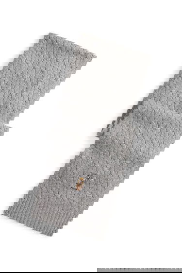 Šál Polo by Ralph Lauren Cable-Knit Wool Scarf with Polo Bear Appliqué Šedá | 449P08823, 0