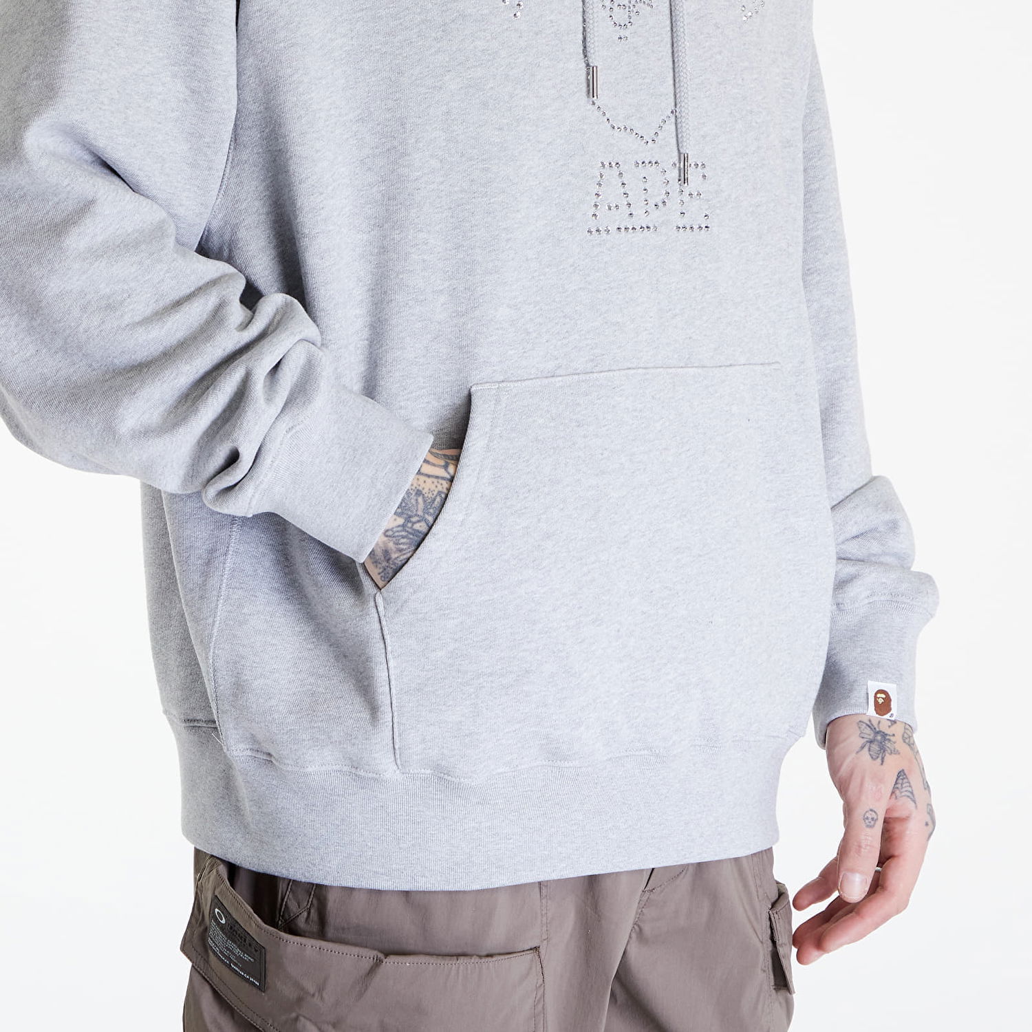Mikina BAPE A BATHING APE Rhinestone College Pullover Hoodie Gray Šedá | 001PPK301306M GRA, 1