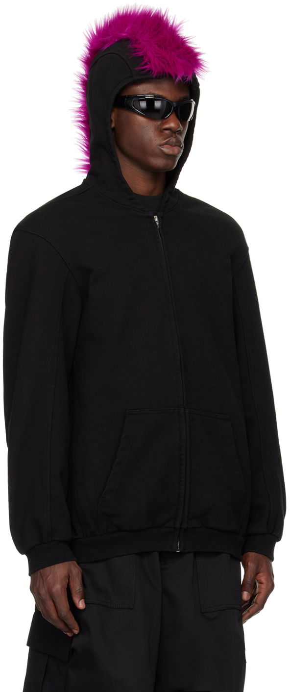 Mikina We11done We11done Zip-Up Faux-Fur Hoodie Čierna | WD-TJ1-24-884-U-BK, 1
