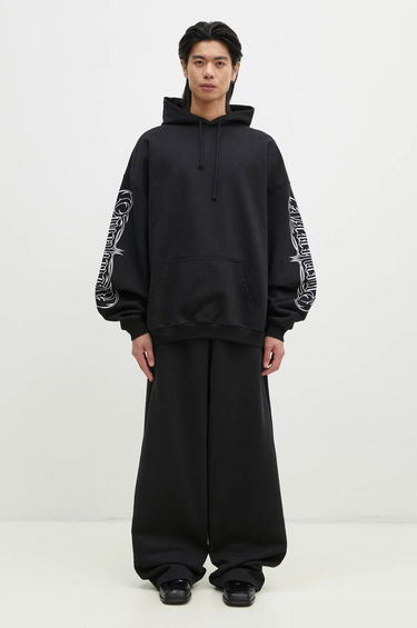 Mikina VETEMENTS Oversized Hoodie With Embroidered Sleeves Čierna | UA66HD750B, 4