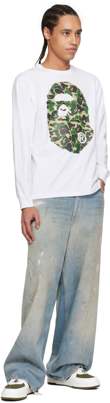 Tričko BAPE A Bathing Ape ABC Camo Big Ape Head Long Sleeve T-Shirt Biela | 001LTL301015M, 3