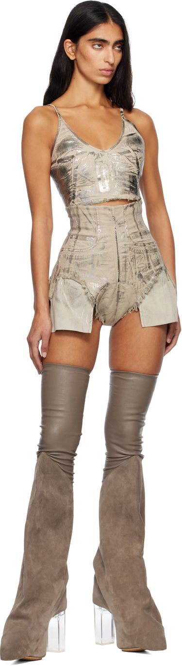 Tielko Rick Owens DRKSHDW Concordians Foil Denim Camisole Metalická | DS02E7132 SDPF, 4