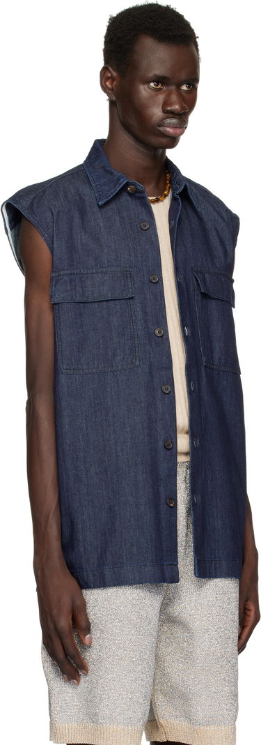 Košeľa Dries Van Noten Dries Van Noten Sleeveless Denim Shirt Modrá | 251-020728-1553, 1