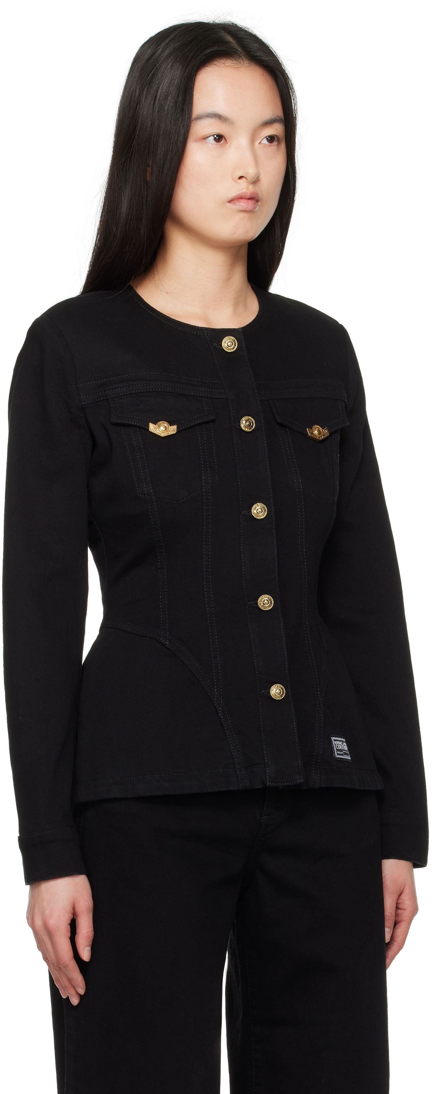 Bunda Versace Versace Jeans Couture Fitted Denim Jacket Čierna | E78HAS457_EDW040L54, 1