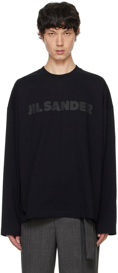 Tričko Jil Sander Black Printed-Logo Long Sleeve T-Shirt Čierna | J21GC0167_J20243, 0