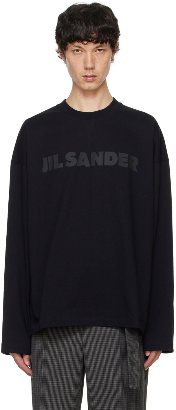 Tričko Jil Sander Black Printed-Logo Long Sleeve T-Shirt Čierna | J21GC0167_J20243