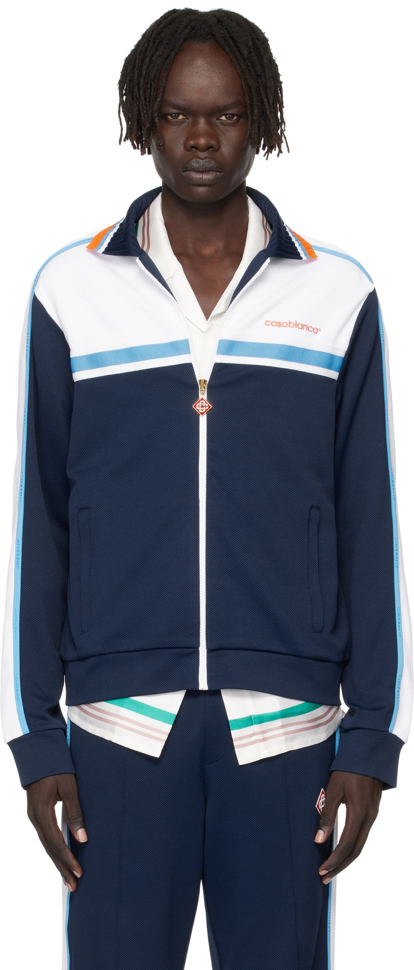 Bunda Casablanca Casablanca Pique Track Jacket Navy | MPF25-JTP-391-01