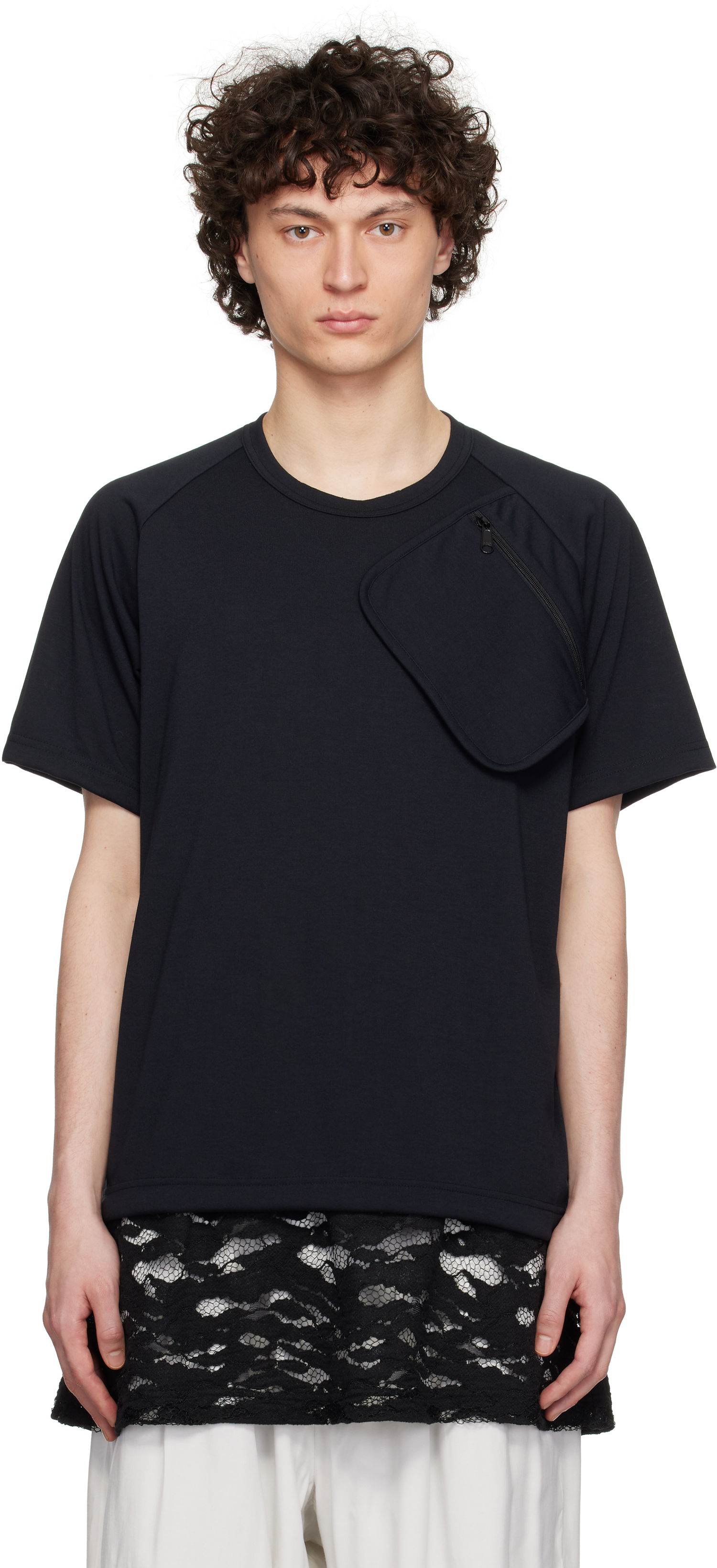 Tričko Comme des Garçons Comme des Garçons Homme Plus Pocket Jersey T-Shirt with Lace Trim Čierna | PO-T017-051, 0