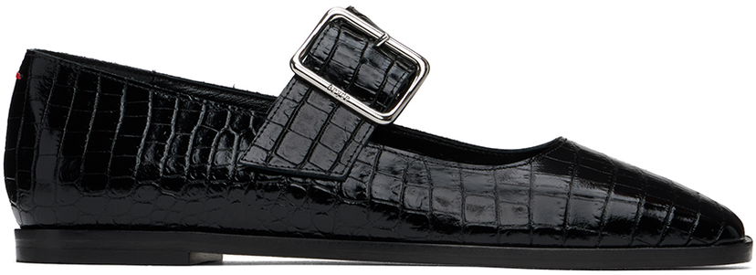 Šaty Aeyde Aeyde Sunny Crocodile Embossed Ballerina Flats Čierna | A11-FL-GRZS15FL127-FW24-800-065