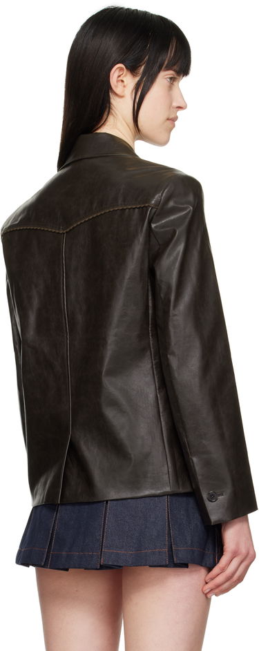 Bunda Andersson Bell Andersson Bell Hybrid Faux-Leather Cropped Blazer Hnedá | awa683w, 2