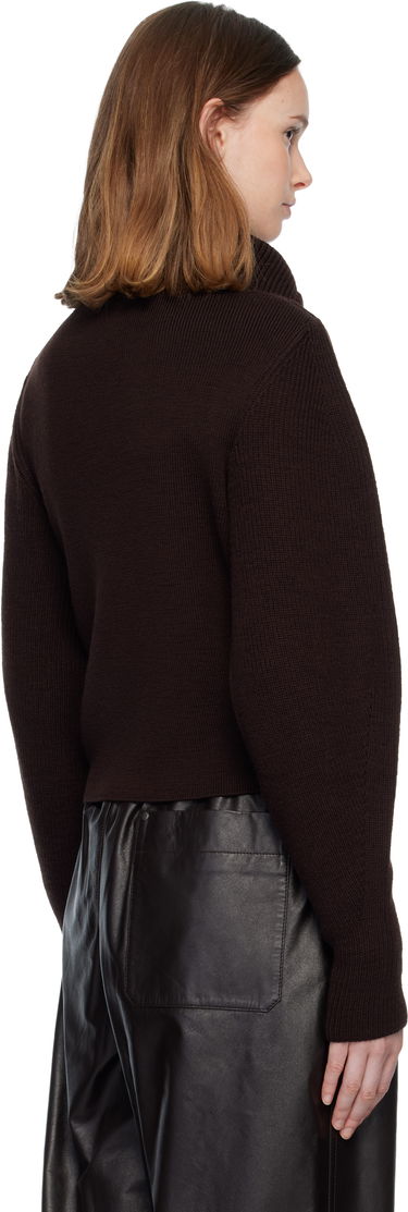 Sveter LEMAIRE LEMAIRE Rib Knit Half-Zip Stand Collar Sweater Hnedá | TO1422 LK1043, 2