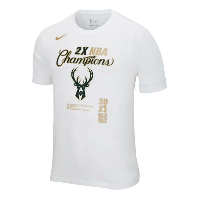 Tričko Nike Milwaukee Bucks 2X NBA Champions T-Shirt Biela | DR8835-100