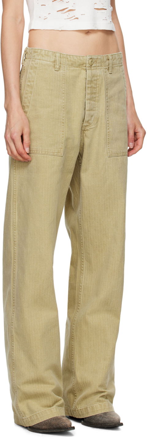 Nohavice R13 R13 Wide Leg Trousers Béžová | R13WR077-R381B, 1