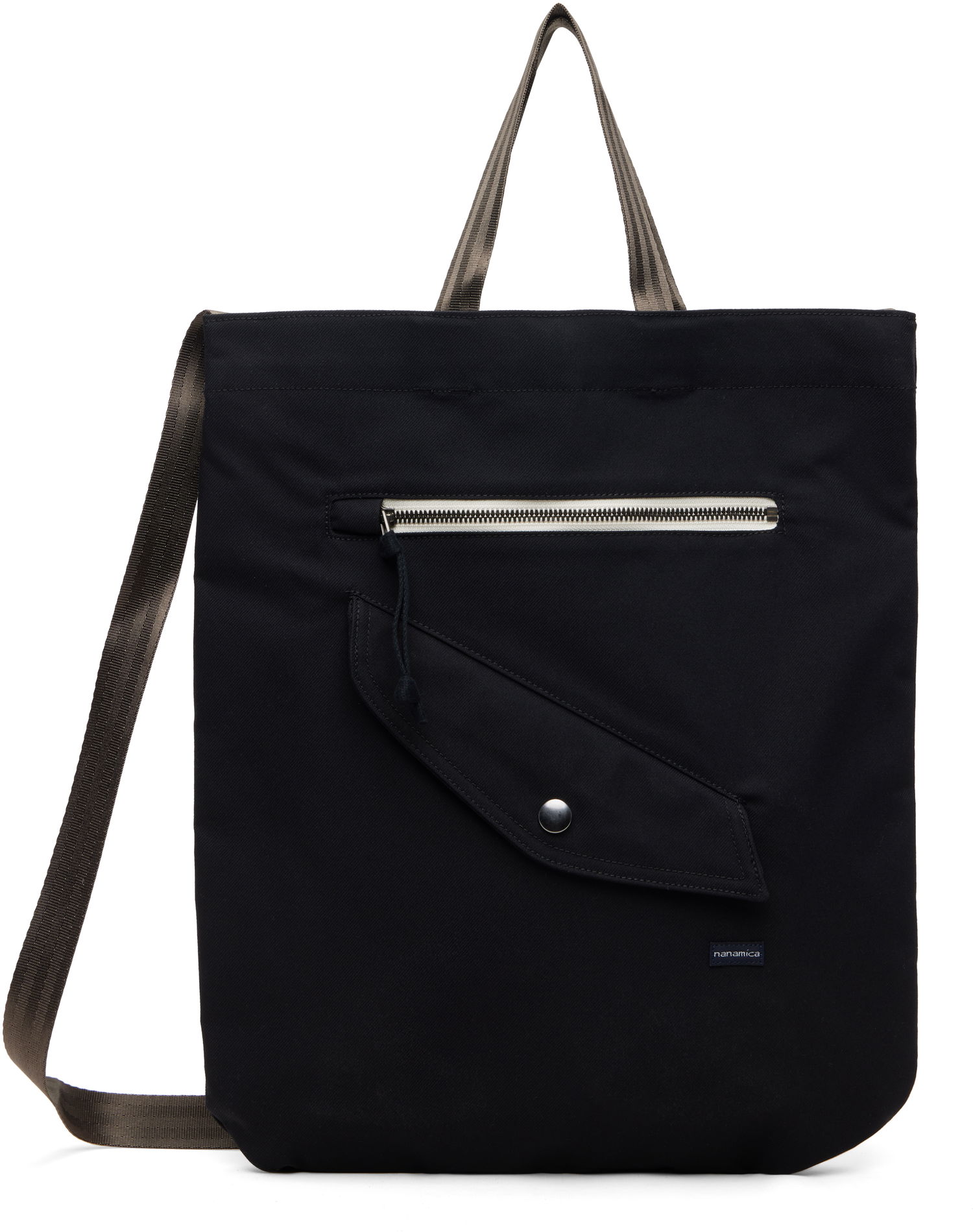 Tote bag NANAMICA Convertible Tote with Striped Webbing Straps, Front Zip, and Flap Pockets Čierna | S25FU041U, 0
