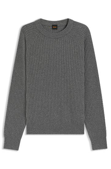Sveter BOSS Relaxed-fit sweater with rib knit Šedá | 50548674