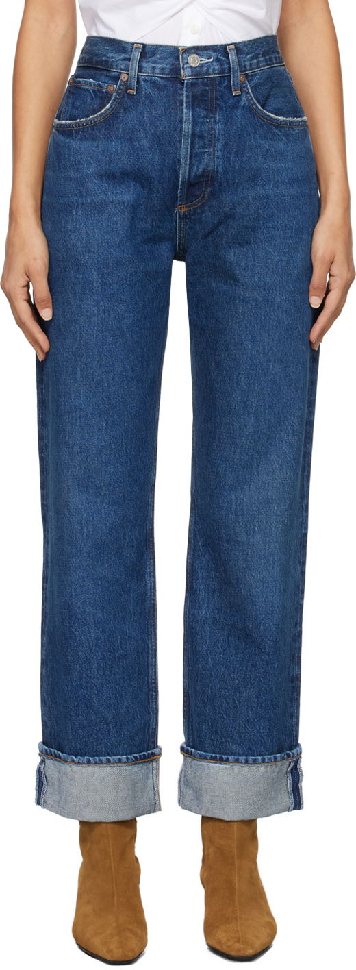 Džínsy AGOLDE Low Slung Straight Jeans Modrá | A9157-1371