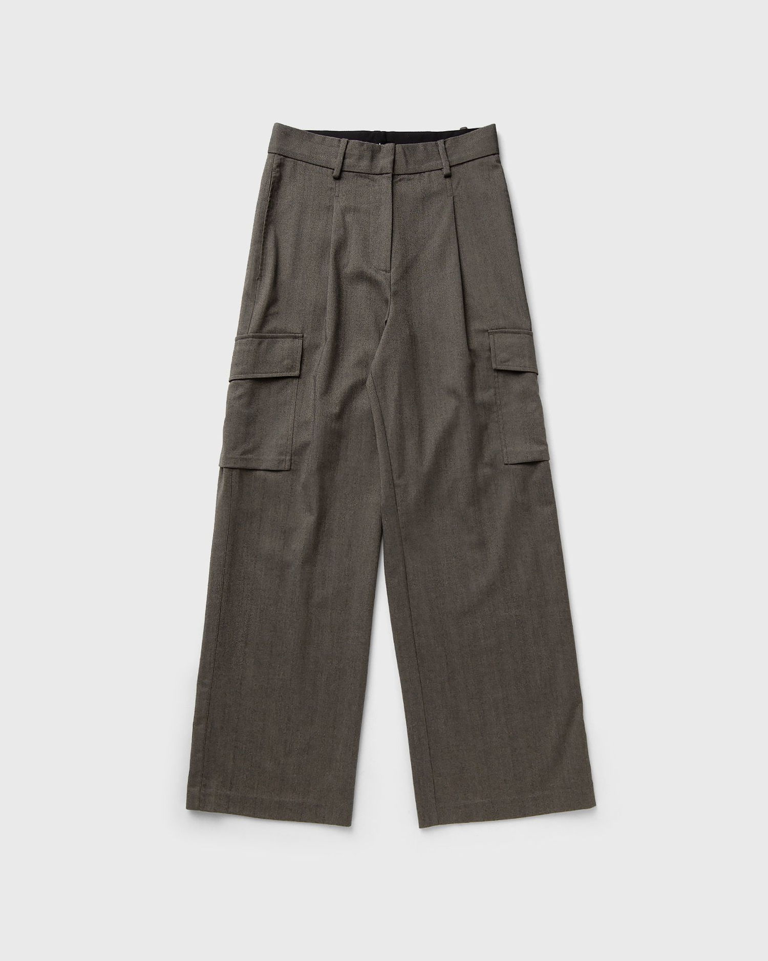 Cargo nohavice ØLÅF Herringbone Cargo Wide Leg Pants Hnedá | W180410-BROWN, 0