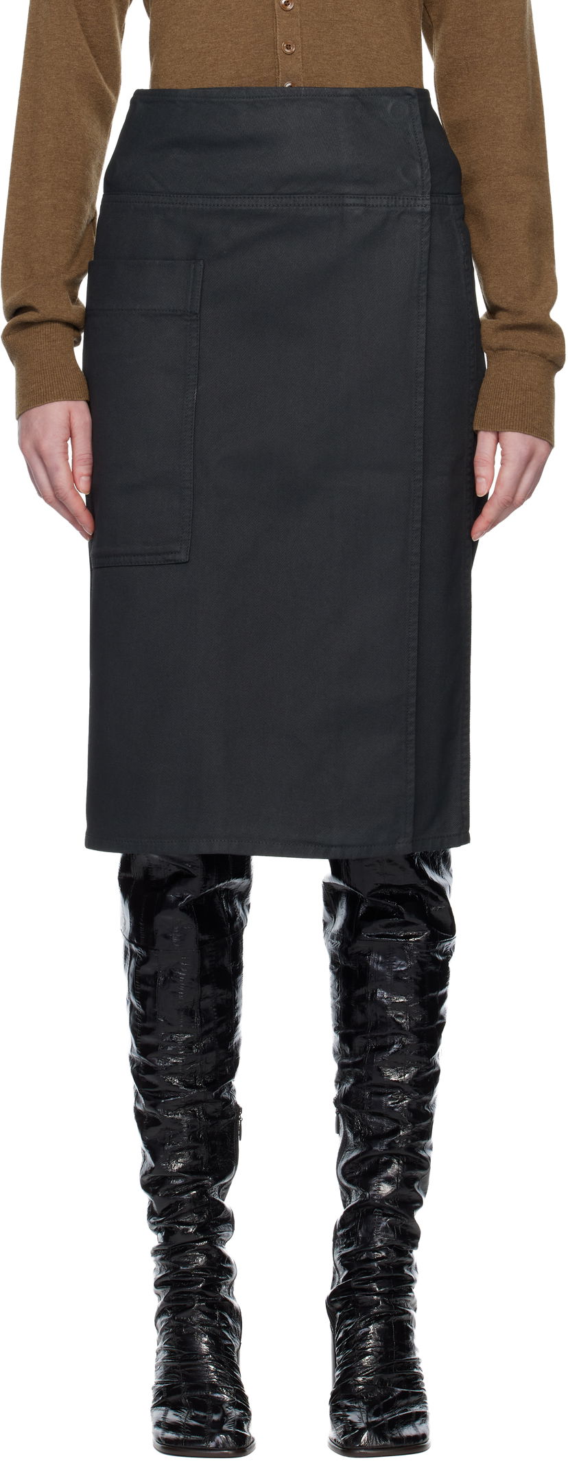 Sukňa LEMAIRE Apron Denim Midi Skirt Čierna | SK1055 LD1059