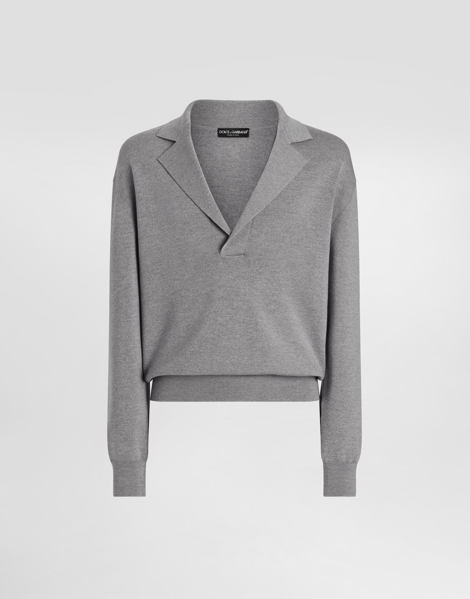 Sveter Dolce & Gabbana Dolce & Gabbana Wool V-neck Sweater Šedá | GXY37ZJCVWWN0634, 0