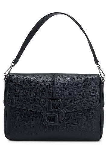 Kabelka BOSS Grained Faux-Leather Saddle Bag with Double B Monogram Čierna | 50535960, 0