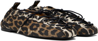 Oblečenie GANNI GANNI Printed Denim Lace-Up Ballerina Flats Hnedá | S2961, 3