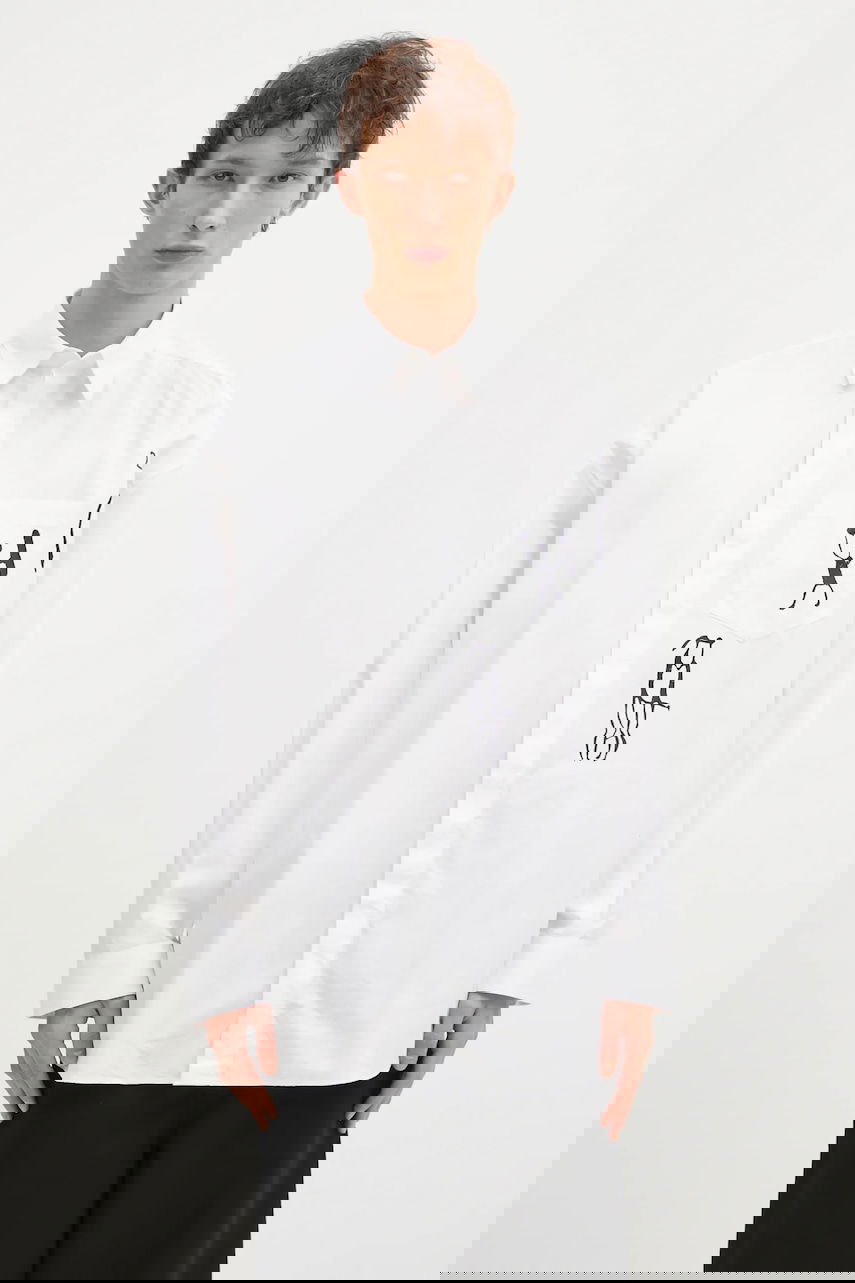 Košeľa WOOD WOOD Rofus Oversized Relaxed Print Shirt Biela | 12435315.1226, 0