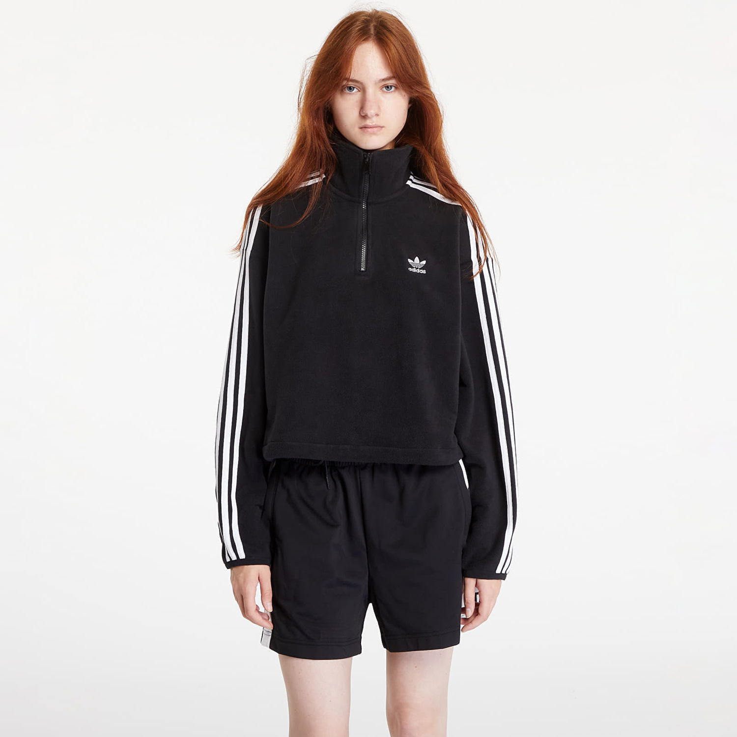 Mikina adidas Originals Polar Fleece Half Zip Loose Sweatshirt Black Čierna | IY7266, 0