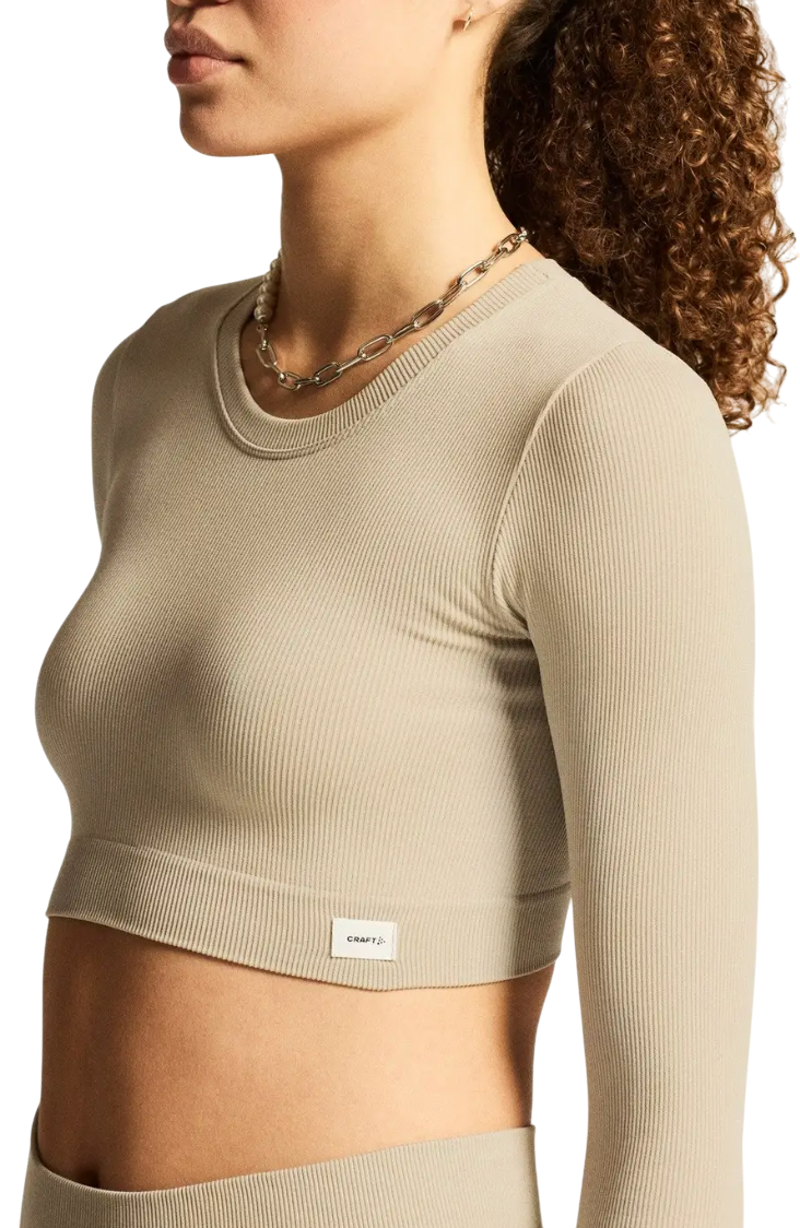 Crop Top Craft Craft Collective Rib Cropped Long Sleeve T-Shirt Béžová | 1916014-608000, 0