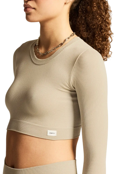 Crop Top Craft Craft Collective Rib Cropped Long Sleeve T-Shirt Béžová | 1916014-608000, 0