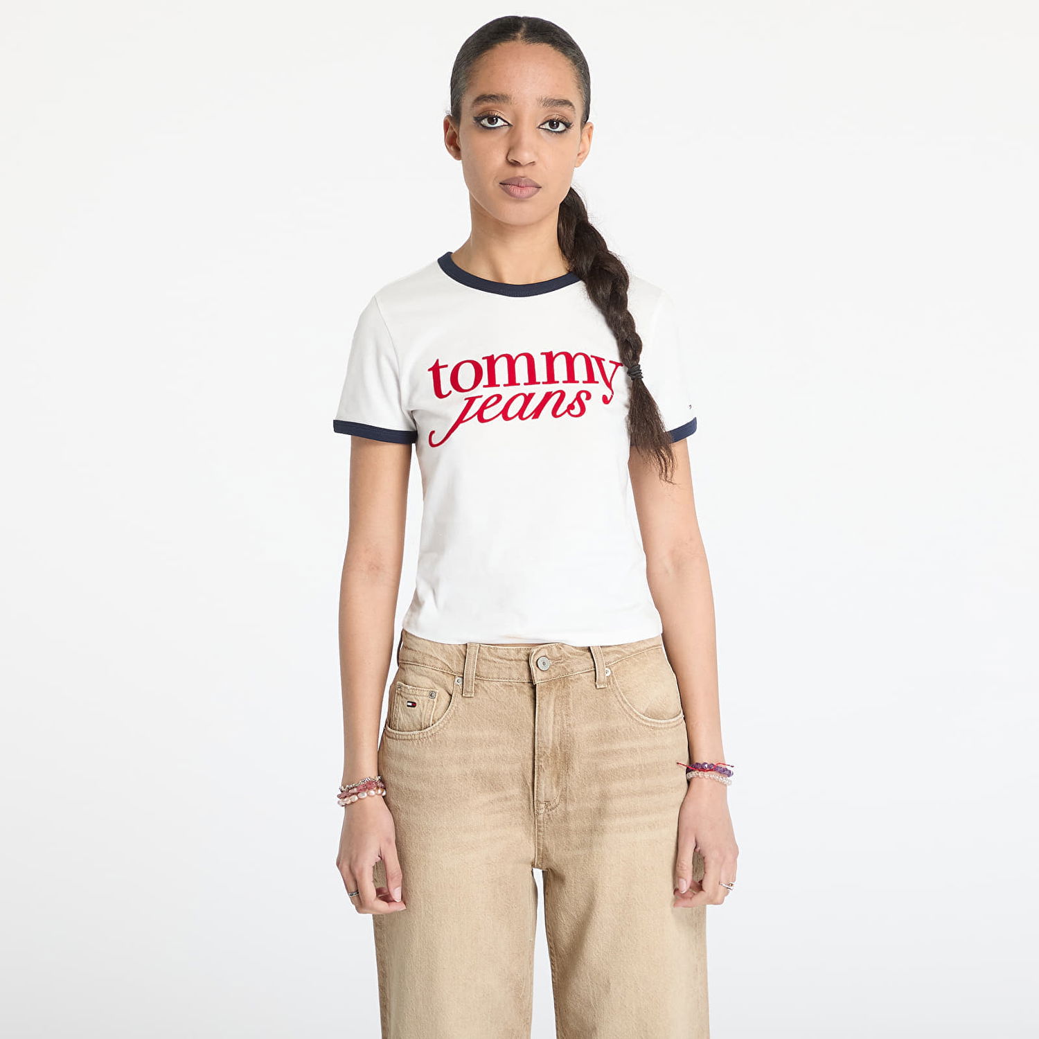 Crop Top Tommy Hilfiger Tommy Jeans Slim Script T-Shirt Biela | DW0DW20631 YBL, 0