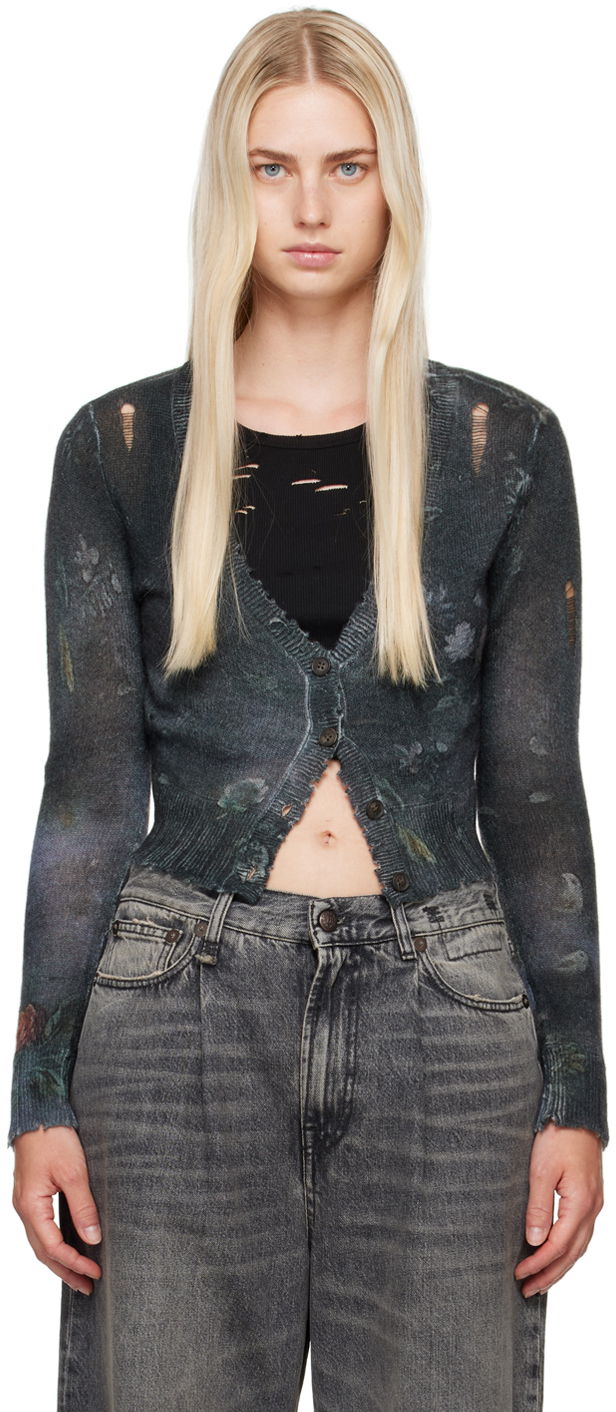 Sveter R13 R13 Cropped Distressed Cardigan Šedá | R13WY041-Y157A, 0